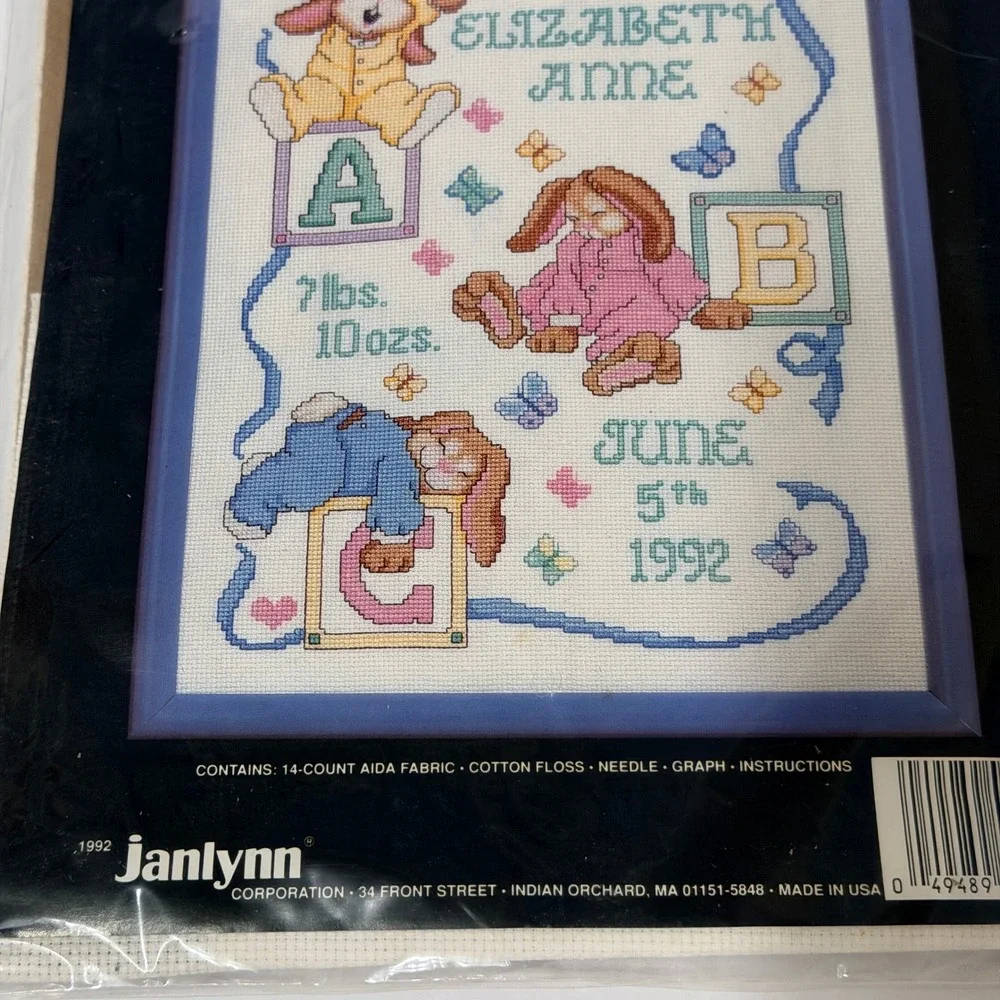 Janlynn Counted Cross Stitch Kits Sleepy Bunnies Birth Sampler & Web of Life 2pk